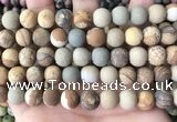 CPJ653 15.5 inches 10mm round matte picture jasper beads wholesale