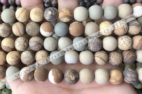 CPJ653 15.5 inches 10mm round matte picture jasper beads wholesale
