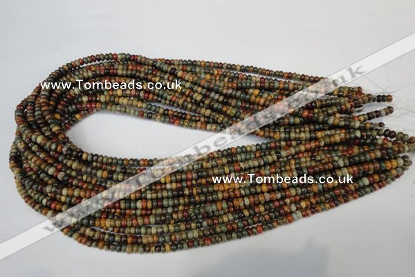 CPJ68 15.5 inches 2*4mm rondelle picasso jasper gemstone beads