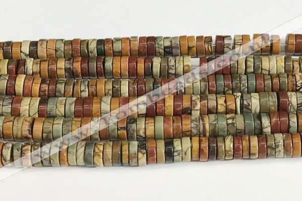 CPJ682 15.5 inches 3*8mm heishi picasso jasper beads wholesale