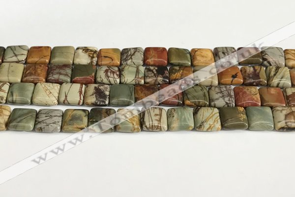 CPJ684 15.5 inches 8*8mm square picasso jasper beads wholesale