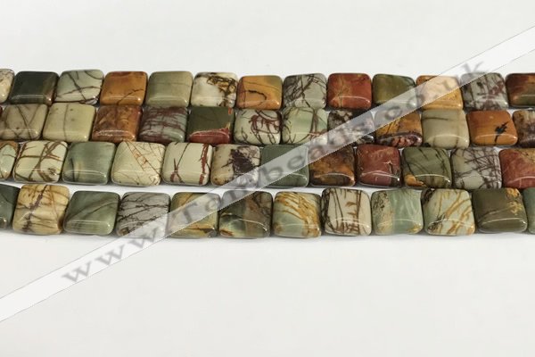 CPJ685 15.5 inches 10*10mm square picasso jasper beads wholesale