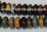 CPJ69 15.5 inches 7*14mm rondelle picasso jasper gemstone beads