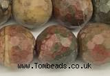 CPJ693 15 inches 12mm faceted round picasso jasper beads