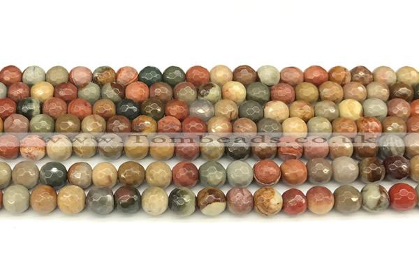 CPJ695 15 inches 6mm faceted round American picture jasper beads