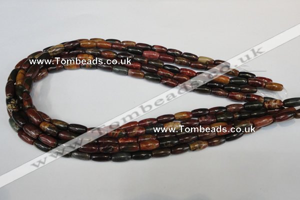 CPJ70 15.5 inches 6*12mm rice picasso jasper gemstone beads