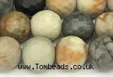 CPJ717 15 inches 10mm faceted round black picasso jasper beads