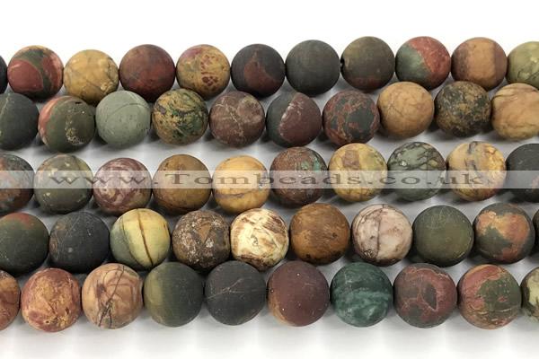 CPJ739 15 inches 12mm round matte picasso jasper beads