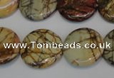 CPJ80 15.5 inches 25mm flat round picasso jasper gemstone beads