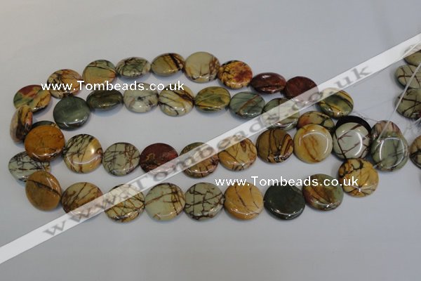 CPJ80 15.5 inches 25mm flat round picasso jasper gemstone beads