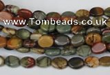 CPJ81 15.5 inches 6*8mm oval picasso jasper gemstone beads