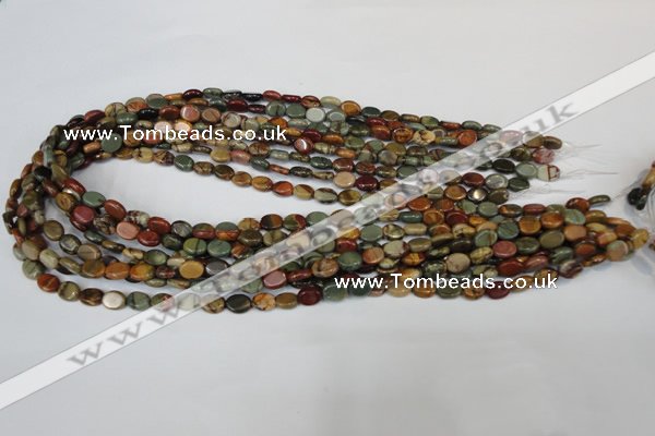 CPJ81 15.5 inches 6*8mm oval picasso jasper gemstone beads