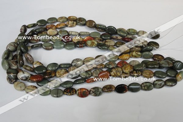 CPJ83 15.5 inches 10*14mm oval picasso jasper gemstone beads