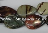 CPJ90 15.5 inches 18*25mm flat teardrop picasso jasper gemstone beads