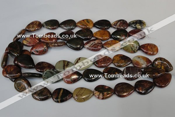 CPJ90 15.5 inches 18*25mm flat teardrop picasso jasper gemstone beads