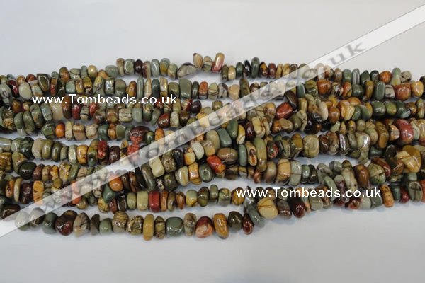 CPJ94 15.5 inches 5*11mm nuggets picasso jasper gemstone beads