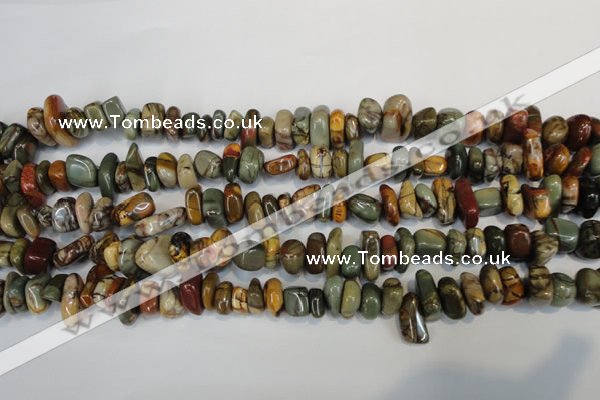 CPJ95 15.5 inches 6*14mm nuggets picasso jasper gemstone beads