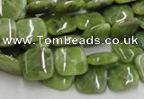 CPO07 15.5 inches 10*10mm square olivine gemstone beads wholesale