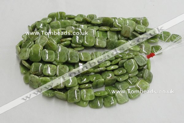 CPO07 15.5 inches 10*10mm square olivine gemstone beads wholesale