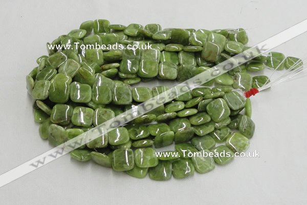CPO08 15.5 inches 12*12mm square olivine gemstone beads wholesale
