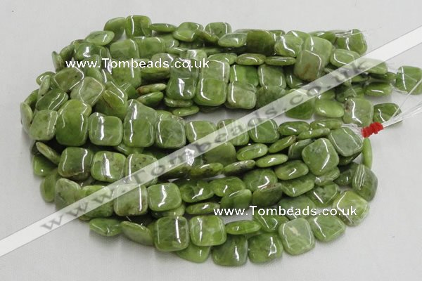 CPO11 15.5 inches 20*20mm square olivine gemstone beads wholesale