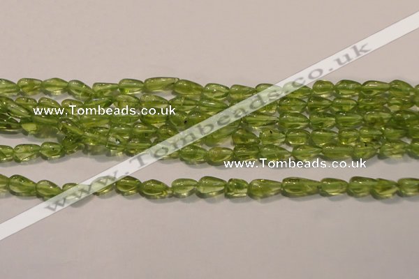 CPO113 15 inches 3.5*5mm teardrop natural peridot beads wholesale