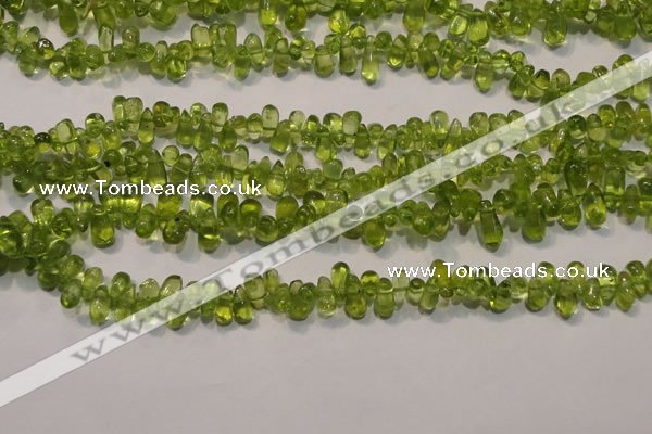 CPO115 Top-drilled 3*7mm teardrop natural peridot beads wholesale