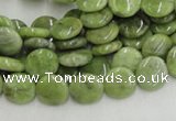 CPO15 15.5 inches 10mm flat round olivine gemstone beads wholesale