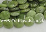 CPO16 15.5 inches 12mm flat round olivine gemstone beads wholesale