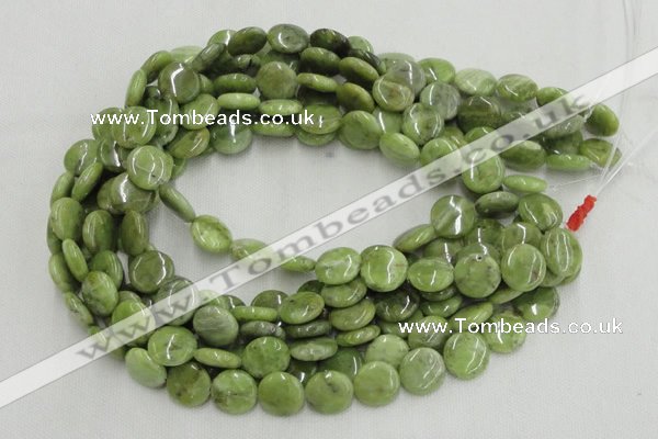 CPO16 15.5 inches 12mm flat round olivine gemstone beads wholesale