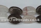 CPQ105 12*16mm oval natural pink crystal & smoky quartz beads