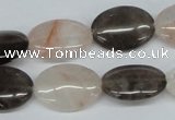 CPQ106 13*18mm oval natural pink crystal & smoky quartz beads