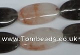 CPQ107 15*20mm oval natural pink crystal & smoky quartz beads