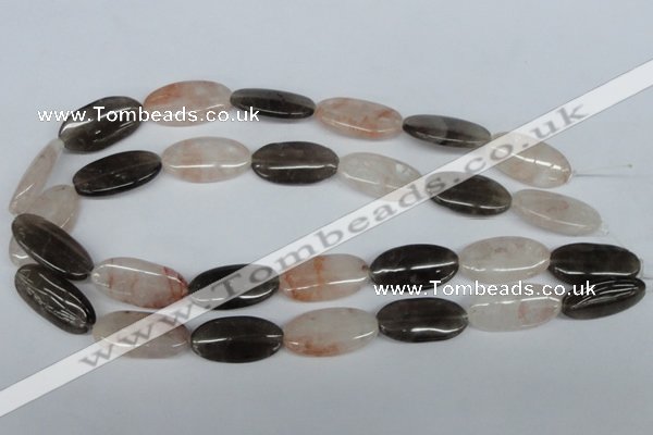 CPQ107 15*20mm oval natural pink crystal & smoky quartz beads