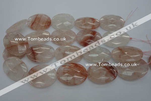 CPQ17 15.5 inches 30*40mm faceted oval natural pink quartz beads