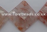 CPQ18 15.5 inches 30*30mm faceted diamond natural pink quartz beads