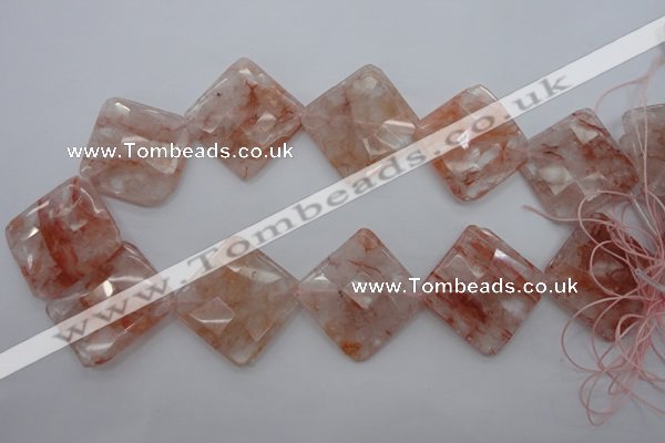 CPQ18 15.5 inches 30*30mm faceted diamond natural pink quartz beads