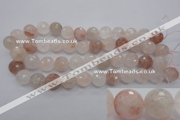 CPQ206 15.5 inches 14mm faceted round natural pink quartz beads