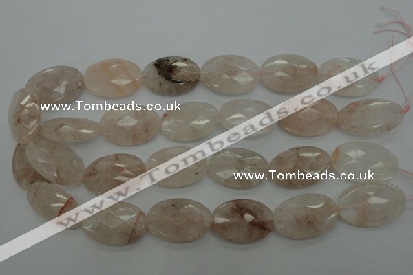 CPQ222 15.5 inches 20*30mm faceted oval natural pink quartz beads