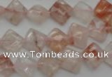 CPQ224 15.5 inches 10*10mm faceted diamond natural pink quartz beads