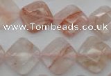 CPQ226 15.5 inches 15*15mm faceted diamond natural pink quartz beads