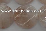 CPQ238 15.5 inches 28mm twisted coin natural pink quartz beads