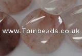 CPQ240 15.5 inches 28mm faceted & twisted coin natural pink quartz beads