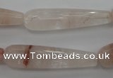 CPQ248 15.5 inches 10*40mm faceted teardrop natural pink quartz beads