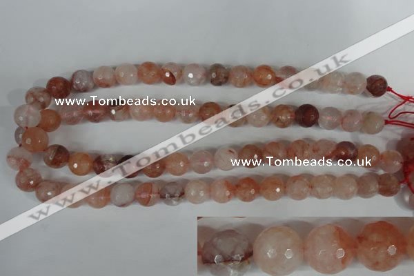 CPQ25 15.5 inches 12mm faceted round natural pink quartz beads