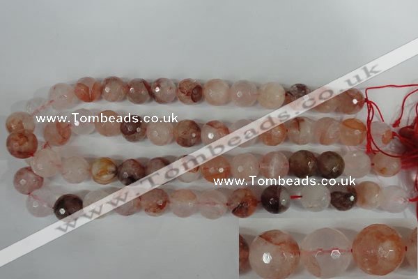 CPQ26 15.5 inches 14mm faceted round natural pink quartz beads