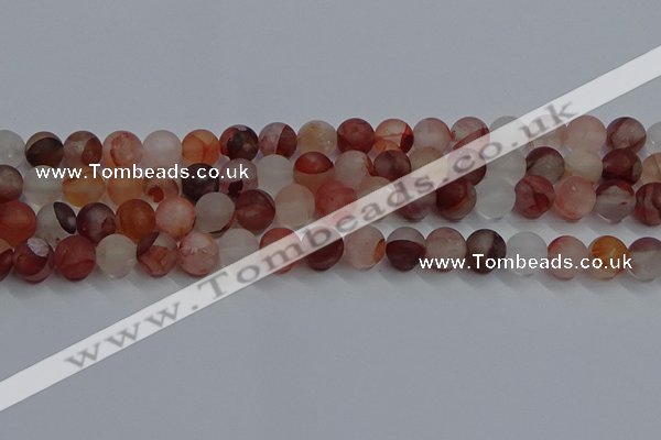 CPQ302 15.5 inches 8mm round matte pink quartz beads wholesale