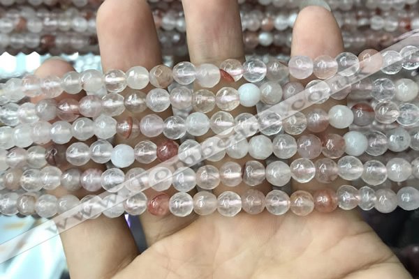 CPQ311 15.5 inches 6mm faceted round pink quartz beads wholesale