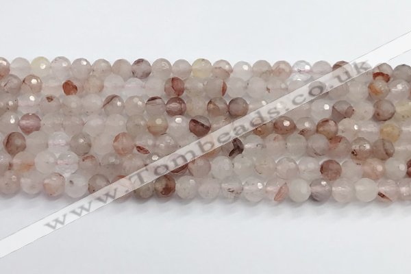 CPQ318 15.5 inches 6mm faceted round pink quartz beads