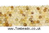 CPQ350 15.5 inches 4mm round yellow quartz gemstone beads